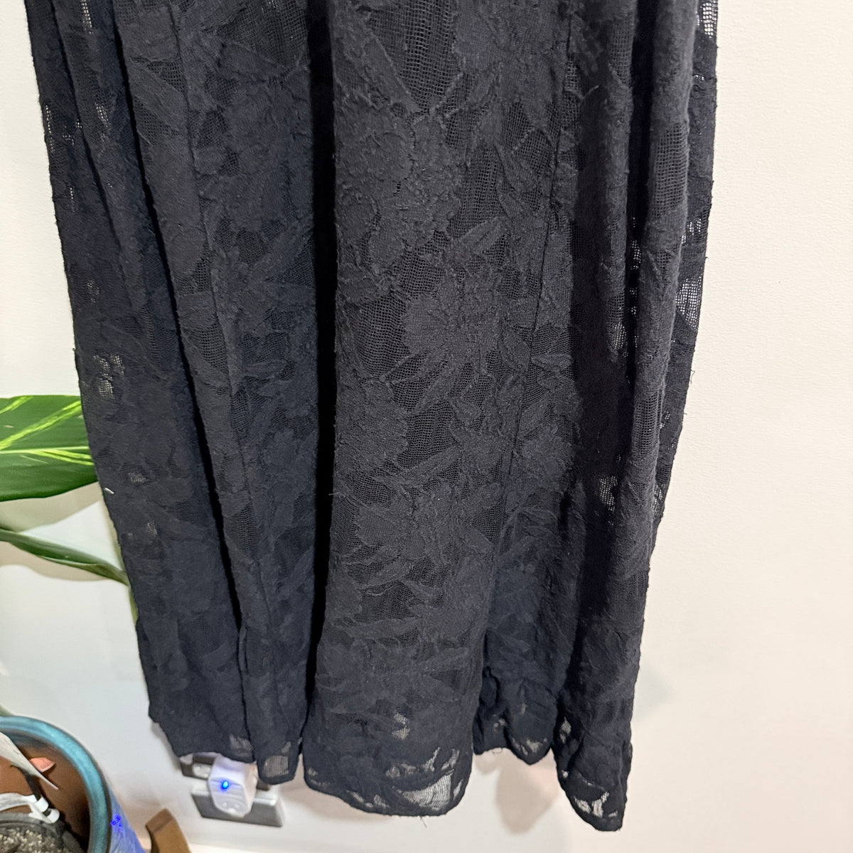 Trelise Cooper Black Cotton Lace Wrap Bodice Midi Dress Size 8
