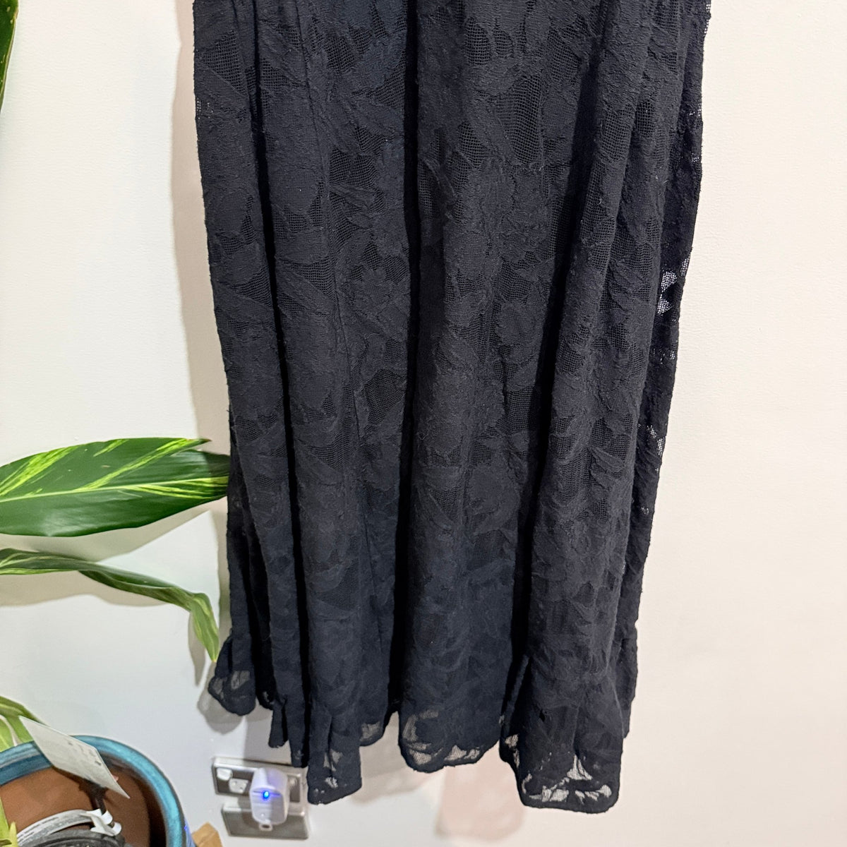 Trelise Cooper Black Cotton Lace Wrap Bodice Midi Dress Size 8