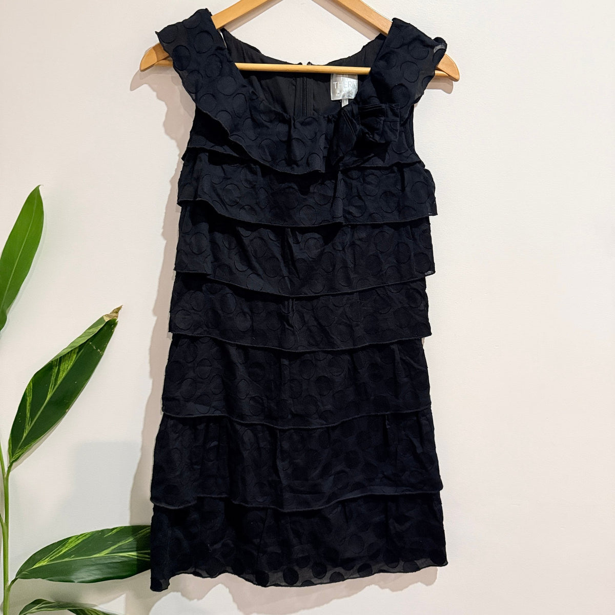Hi There from Karen Walker Black Spot Tiered Ruffle Dress Size 8