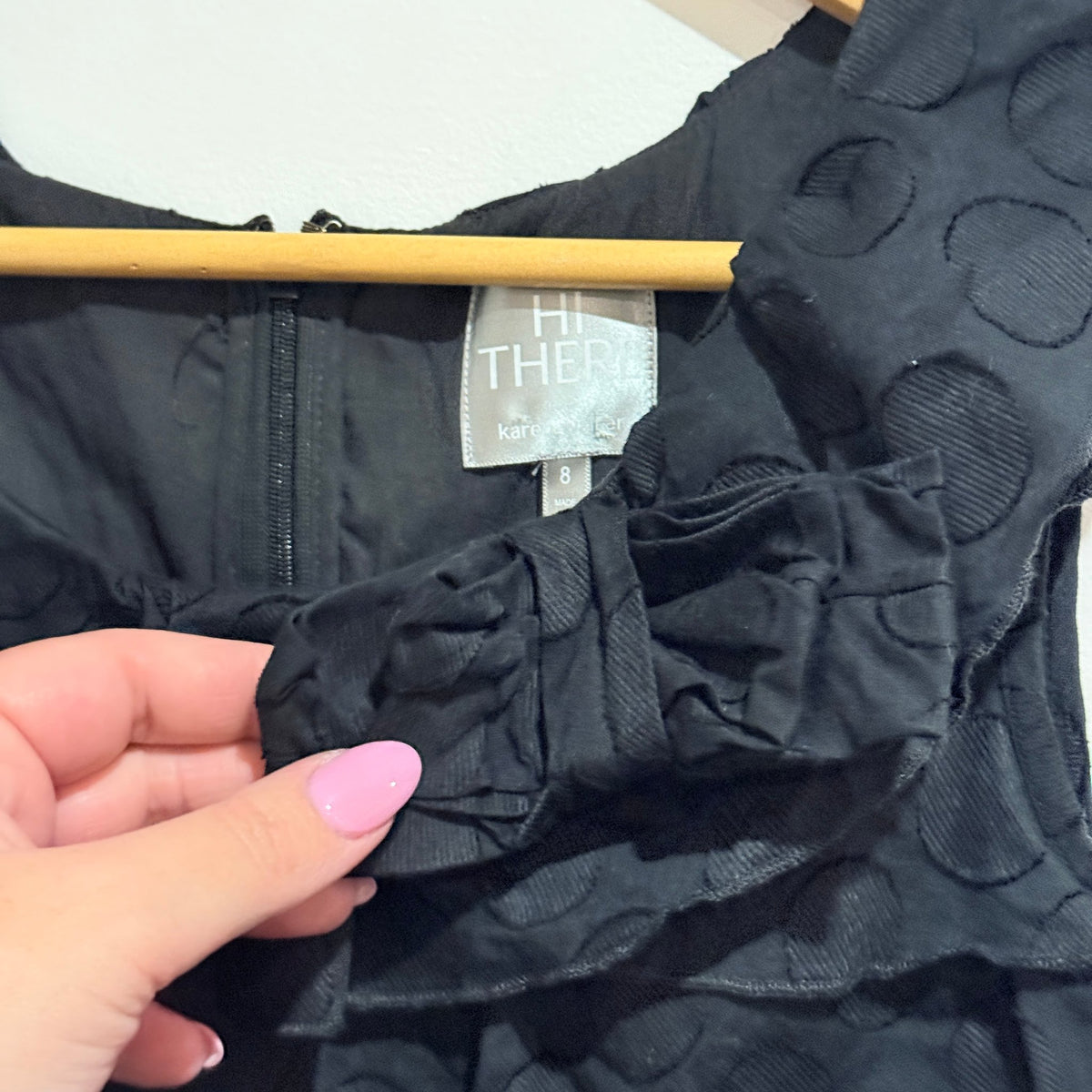 Hi There from Karen Walker Black Spot Tiered Ruffle Dress Size 8