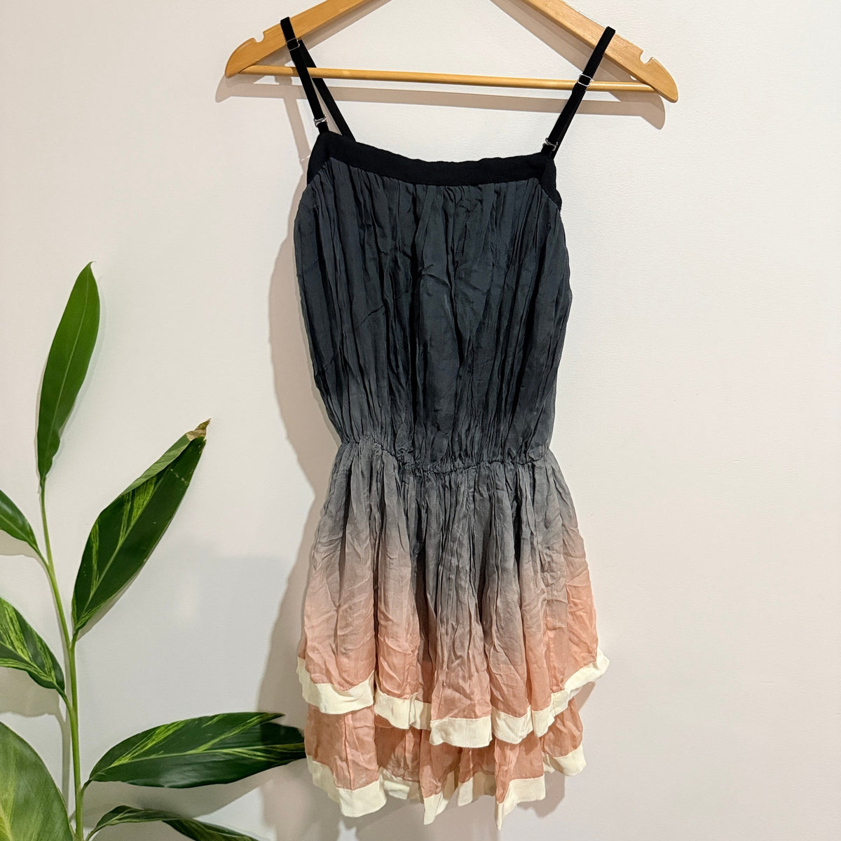 Kiss Miss Paris Ombre Silk Tiered Cami Mini Dress Size 38
