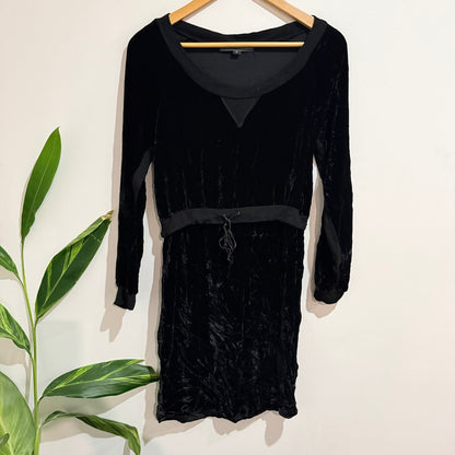 Kate Sylvester Black Silk Blend Velvet Long Sleeve Dress Size S