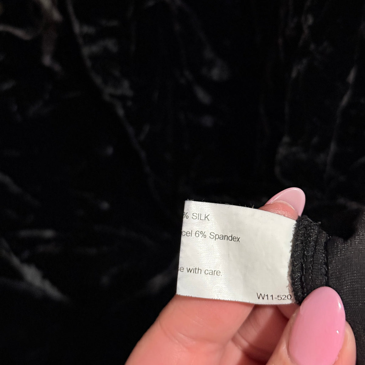Kate Sylvester Black Silk Blend Velvet Long Sleeve Dress Size S