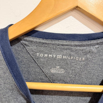 Tommy Hilfiger Grey Marl Logo Stripe Tee Size S