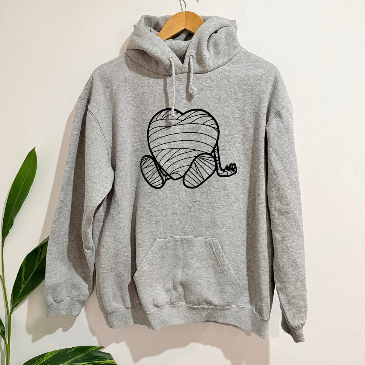 Teelocker Grey Marl Heart Graphic Hoodie Size L
