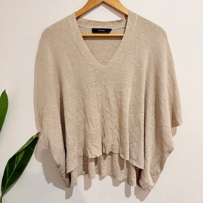 Decjuba Gold Metallic Knit Batwing V-Neck Top Size S