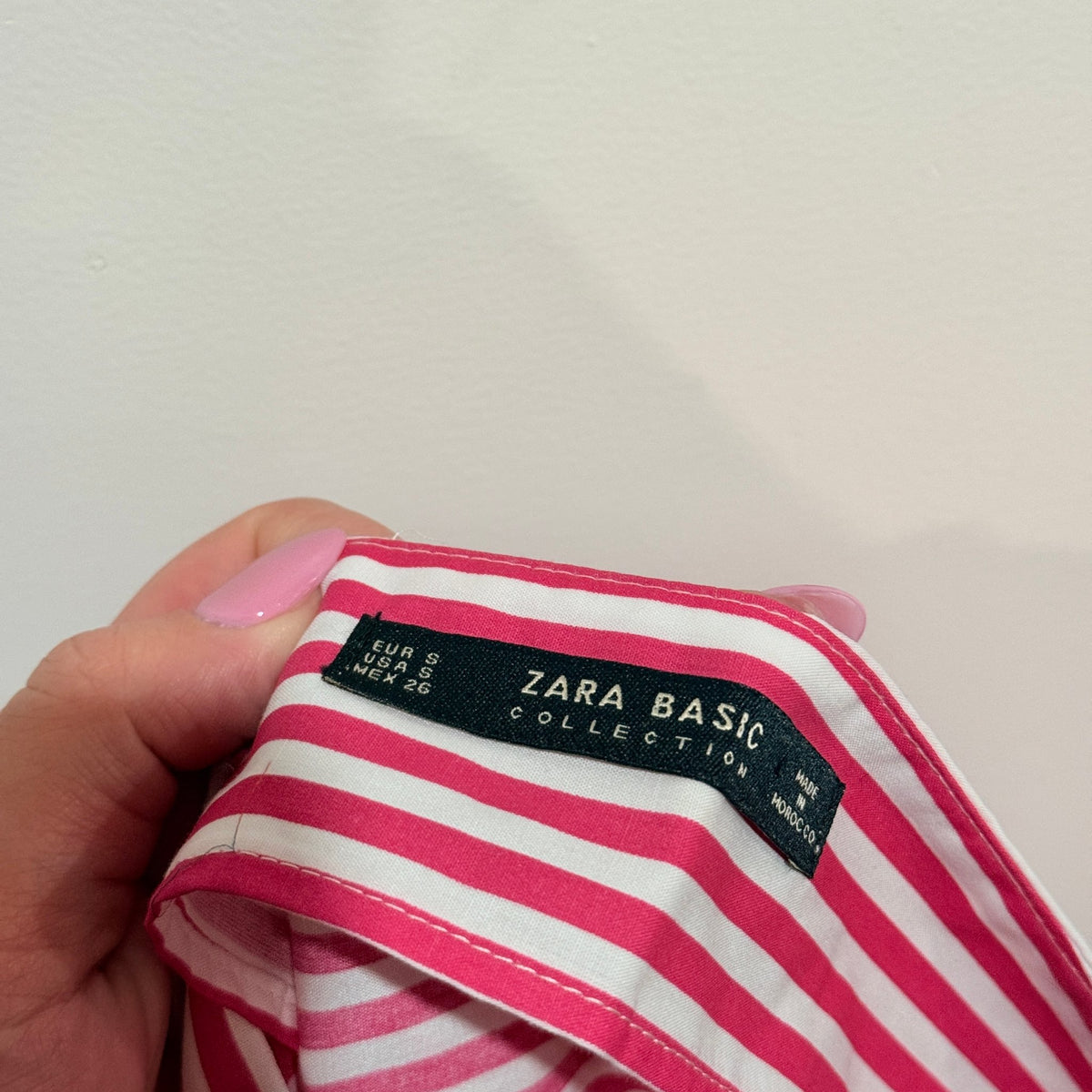 Zara Basic Pink & White Stripe Ruched Ruffle Hem Skirt Size S