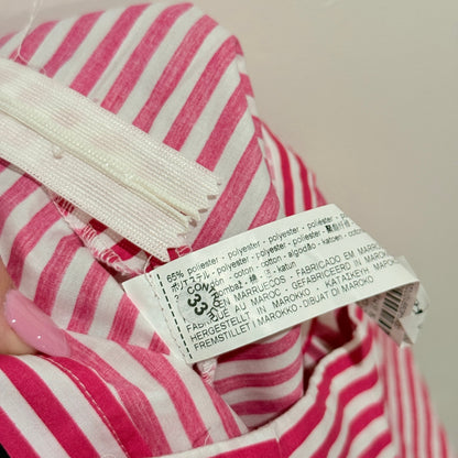 Zara Basic Pink & White Stripe Ruched Ruffle Hem Skirt Size S