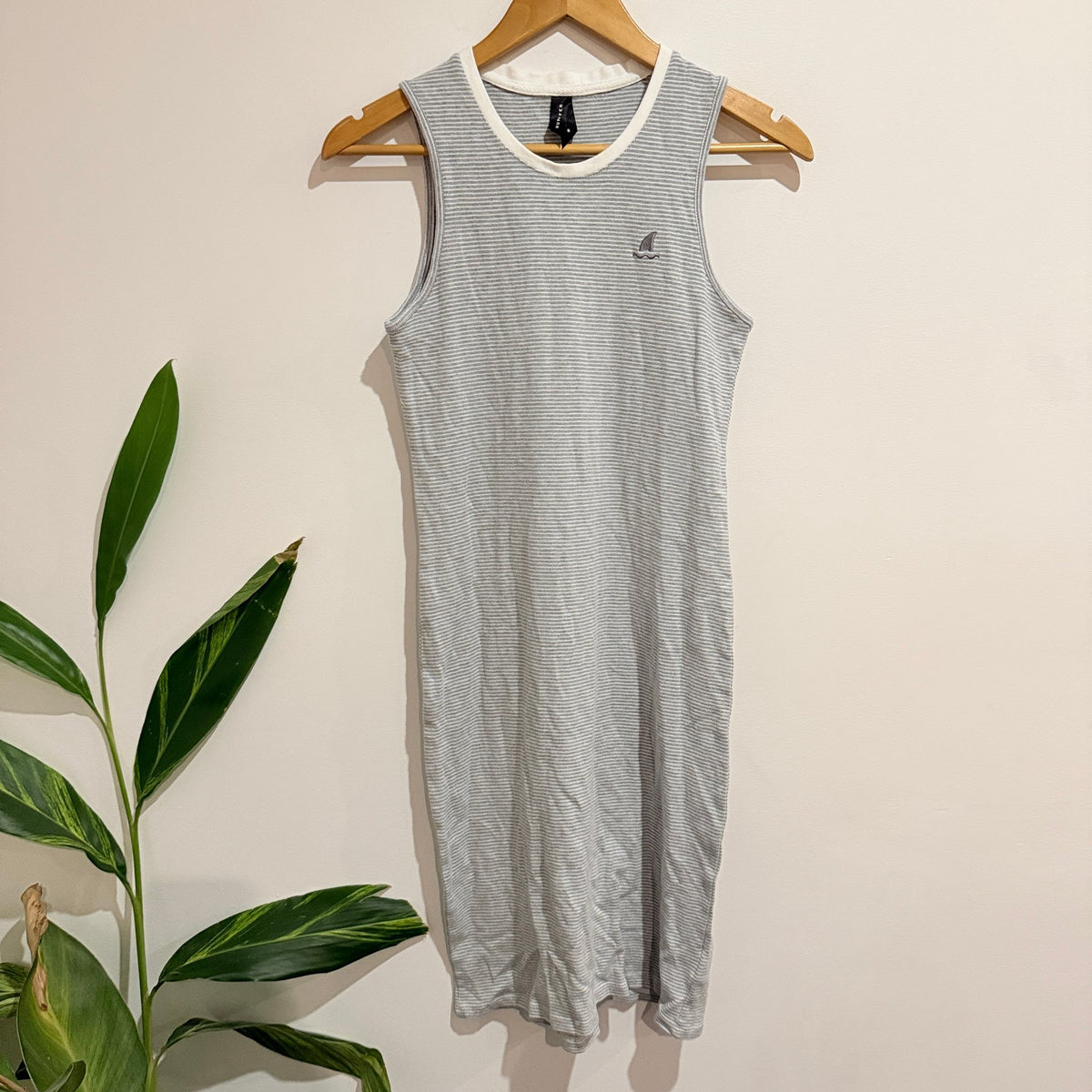 Huffer Stella Club Grey Stripe Tank Dress Size 8