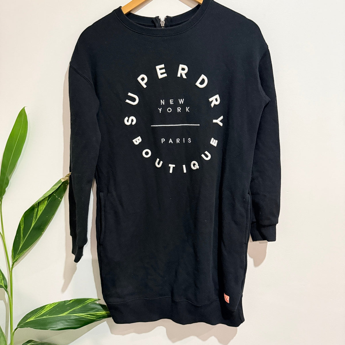 Superdry Black Logo Sweatshirt Dress Size XS