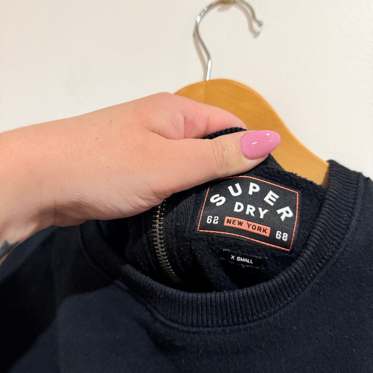 Superdry Black Logo Sweatshirt Dress Size XS
