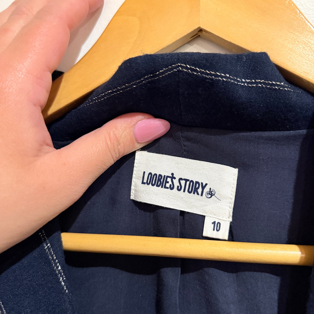 Loobie's Story Navy Metallic Pinstripe Tailcoat Jacket Size 10
