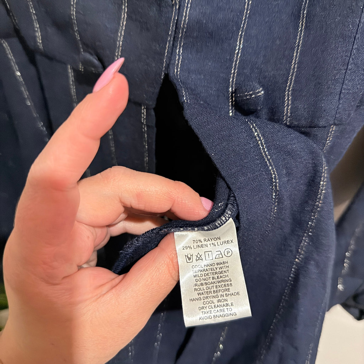 Loobie's Story Navy Metallic Pinstripe Tailcoat Jacket Size 10