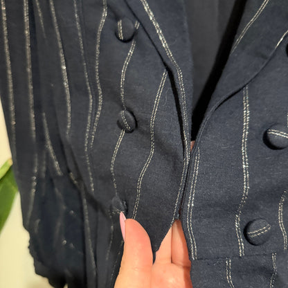 Loobie's Story Navy Metallic Pinstripe Tailcoat Jacket Size 10