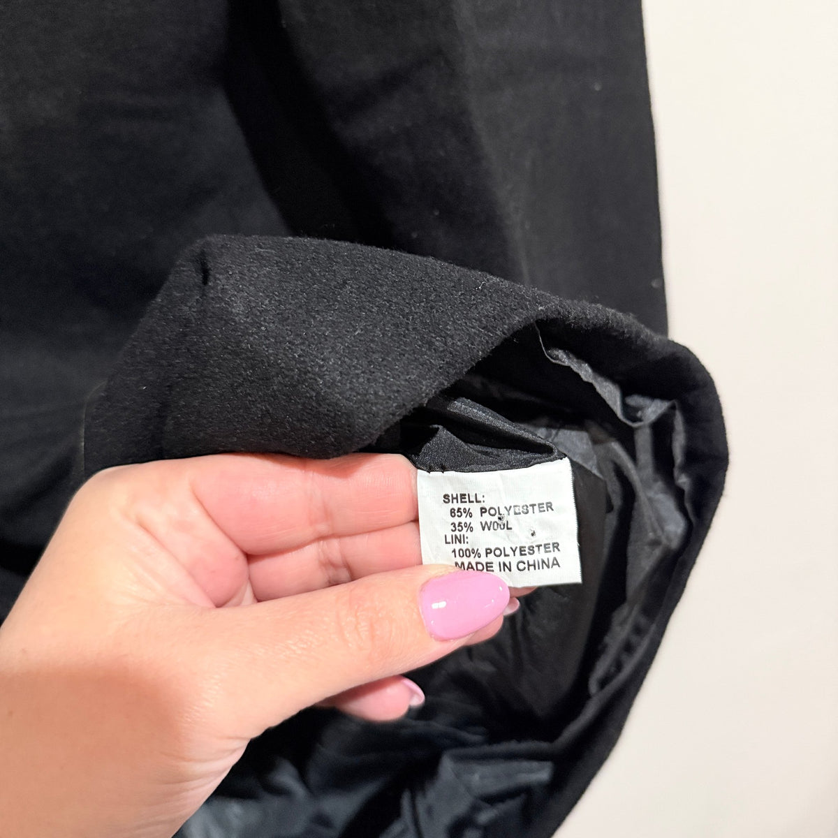 Lioness Black Wool Blend Double Breasted Coat Size XL (missing button)