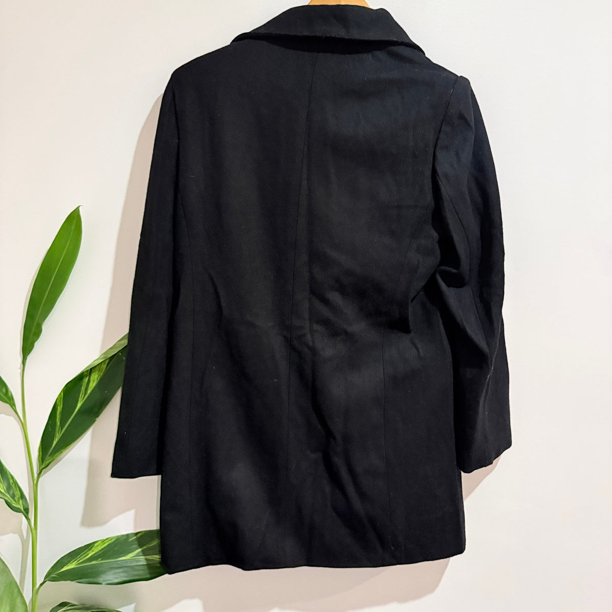 Lioness Black Wool Blend Double Breasted Coat Size XL (missing button)
