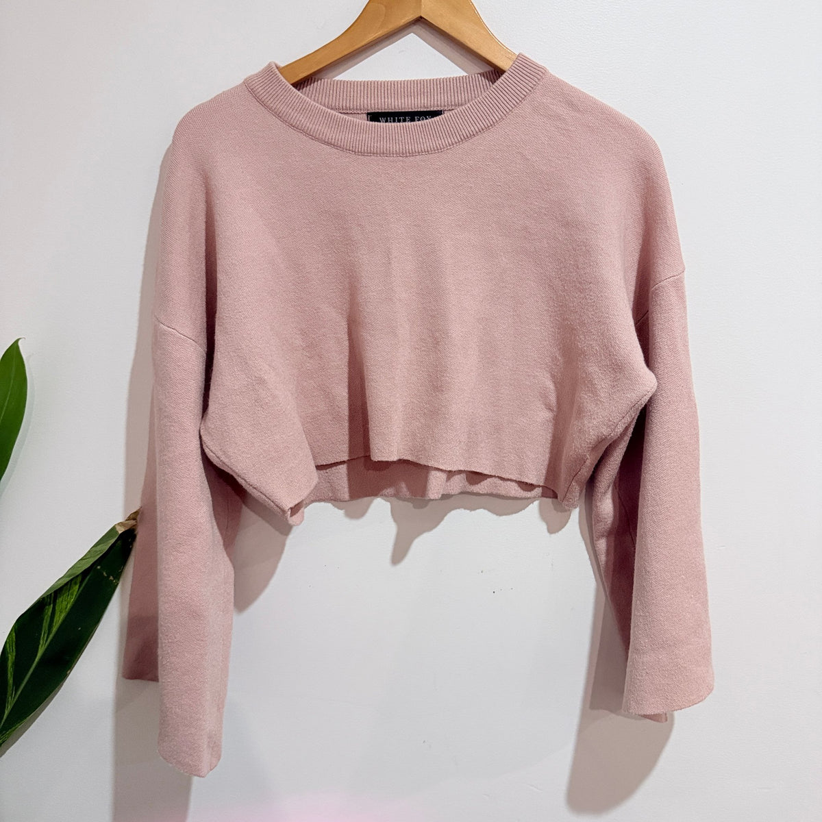 White Fox Dusty Pink Cropped Knit Jumper Size S/M