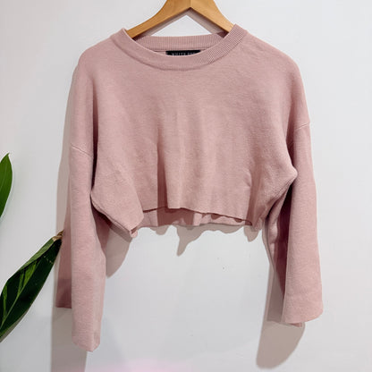 White Fox Dusty Pink Cropped Knit Jumper Size S/M