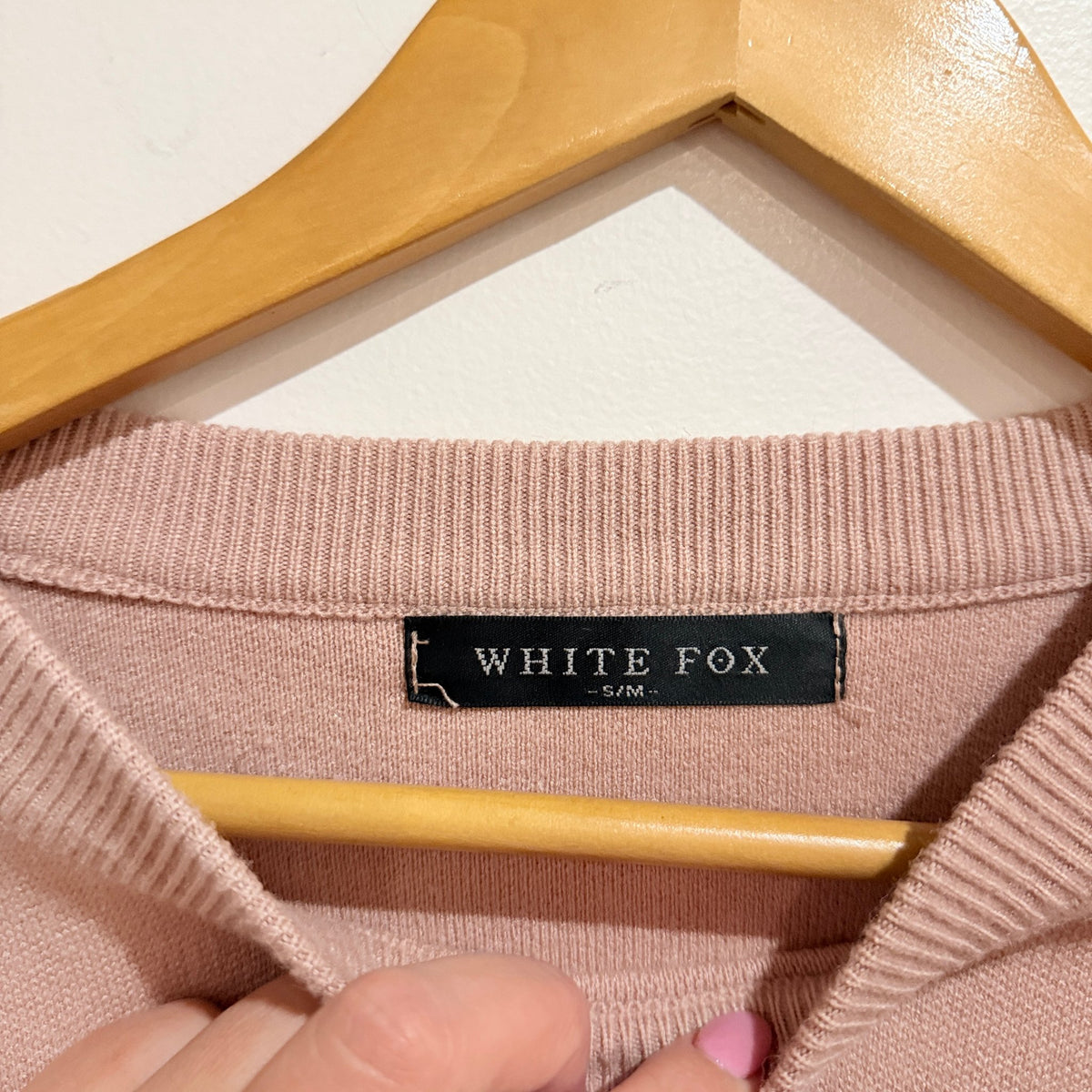 White Fox Dusty Pink Cropped Knit Jumper Size S/M