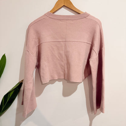 White Fox Dusty Pink Cropped Knit Jumper Size S/M