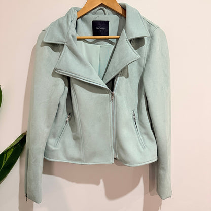 Pagani Mint Faux Suede Biker Jacket Size 12