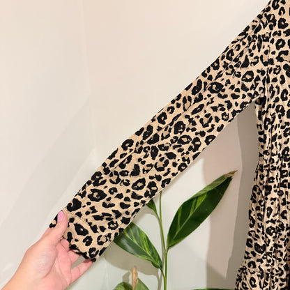 Stradivarius Leopard Print Tiered Shirt Dress Size L