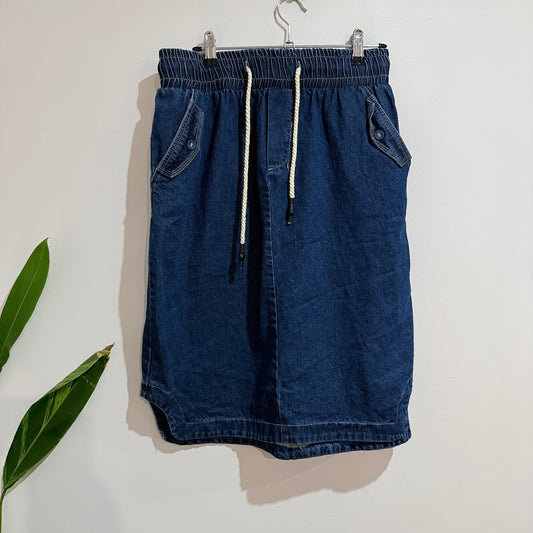 Betty Basics Mid Blue Denim Drawstring Skirt Size 10