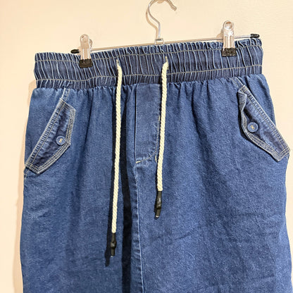 Betty Basics Mid Blue Denim Drawstring Skirt Size 10