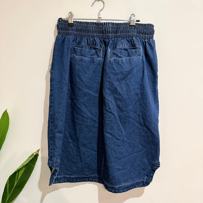 Betty Basics Mid Blue Denim Drawstring Skirt Size 10