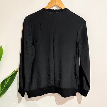 Juliette Hogan Black Sequin Lace Front Silk Top Size 10