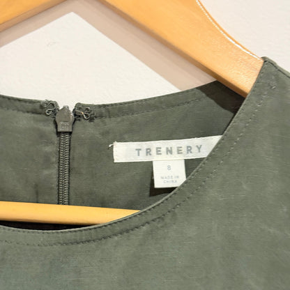 Trenery Olive Tencel Linen Sleeveless Midi Dress Size 8