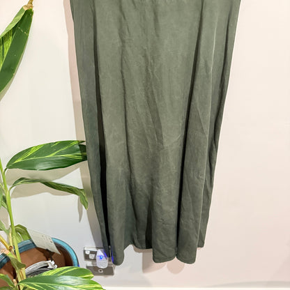 Trenery Olive Tencel Linen Sleeveless Midi Dress Size 8