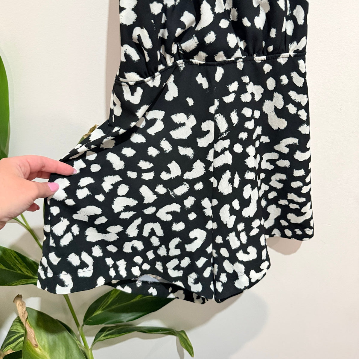 Chosen Black & White Animal Print Halter Playsuit Size M