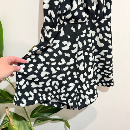 Chosen Black & White Animal Print Halter Playsuit Size M