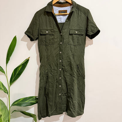 Lloyd's Olive Utility Shirt Dress Size 46 | U/Arm to U/Arm 48cm
