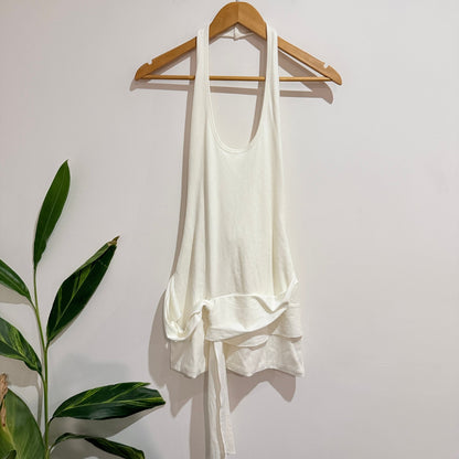 Pepper Mayo Cream Halter Tie Waist Top Size S