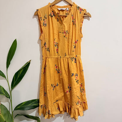 & Other Stories Mustard Floral Ruffle Cotton Dress Size EUR 40