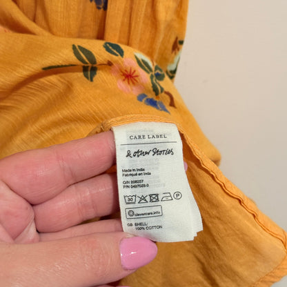 & Other Stories Mustard Floral Ruffle Cotton Dress Size EUR 40