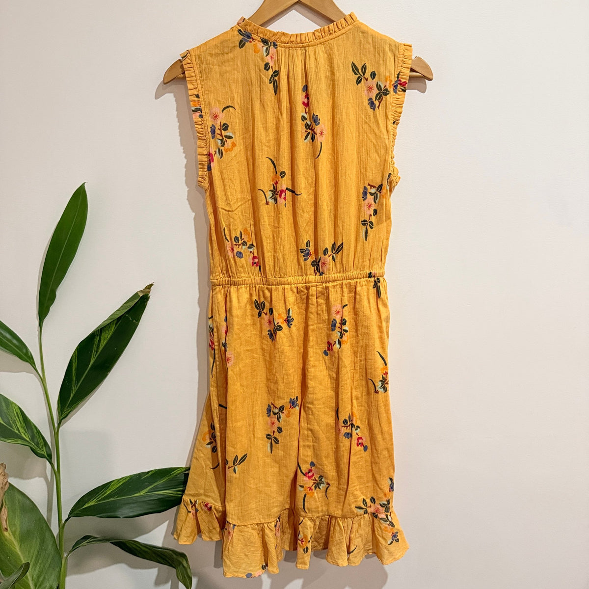 & Other Stories Mustard Floral Ruffle Cotton Dress Size EUR 40
