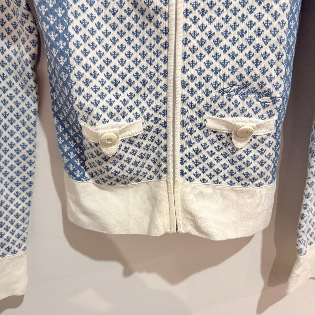Billabong Blue & Cream Knit Zip Up Hoodie Size 8