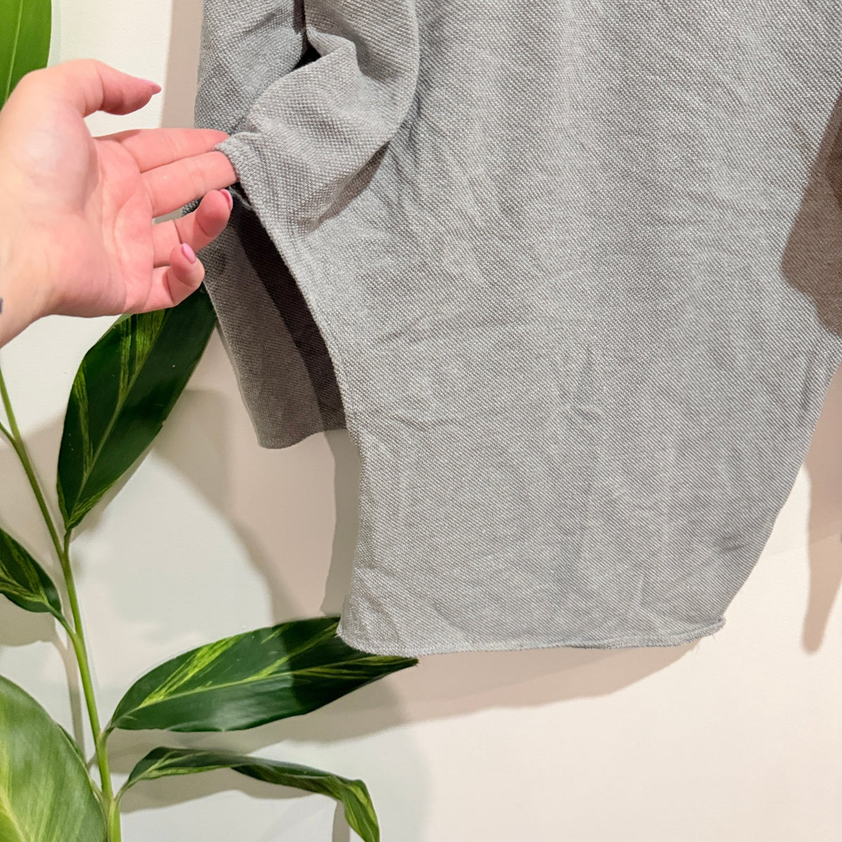 Zyana & Zion (NZ) Grey Textured Assymetrixal Batwing Top - One Size