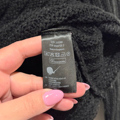 Monki Black Ribbed Knit Crop Jumper Size XXS | U/Arm to U/Arm 40cm