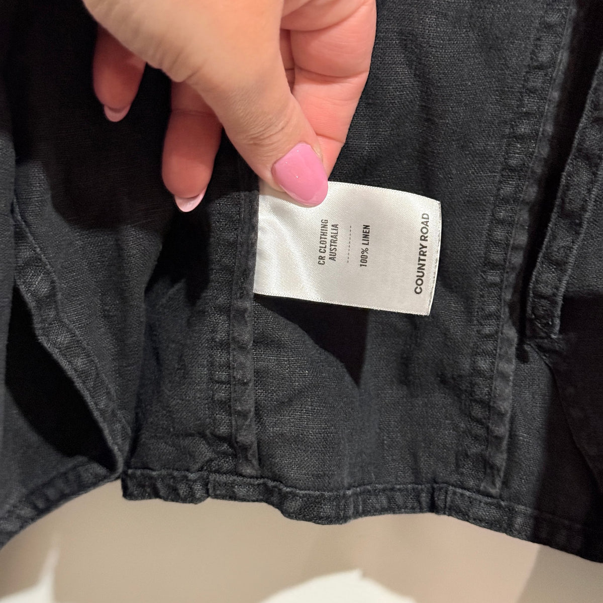 Country Road Black Linen Waterfall Cropped Jacket Size 10