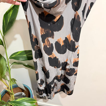 AllSaints Grey Floral Silk Dissolve Pia Asymmetric Dress Size UK 12