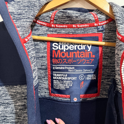 Superdry Mountain Navy Marl Hooded Zip Jacket Size M