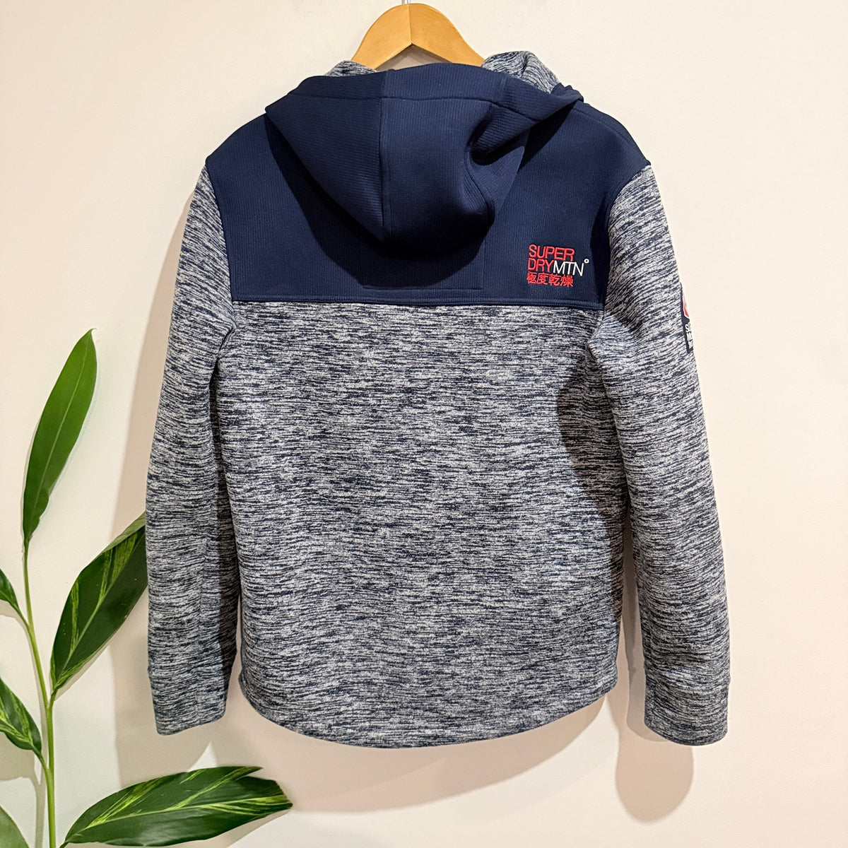 Superdry Mountain Navy Marl Hooded Zip Jacket Size M