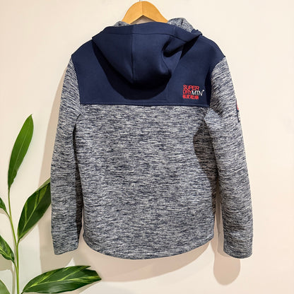 Superdry Mountain Navy Marl Hooded Zip Jacket Size M