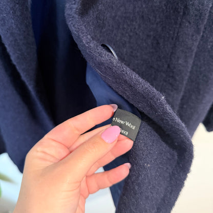 Navy Pure New Wool Open Front Coat Size U/Arm to U/Arm 55cm