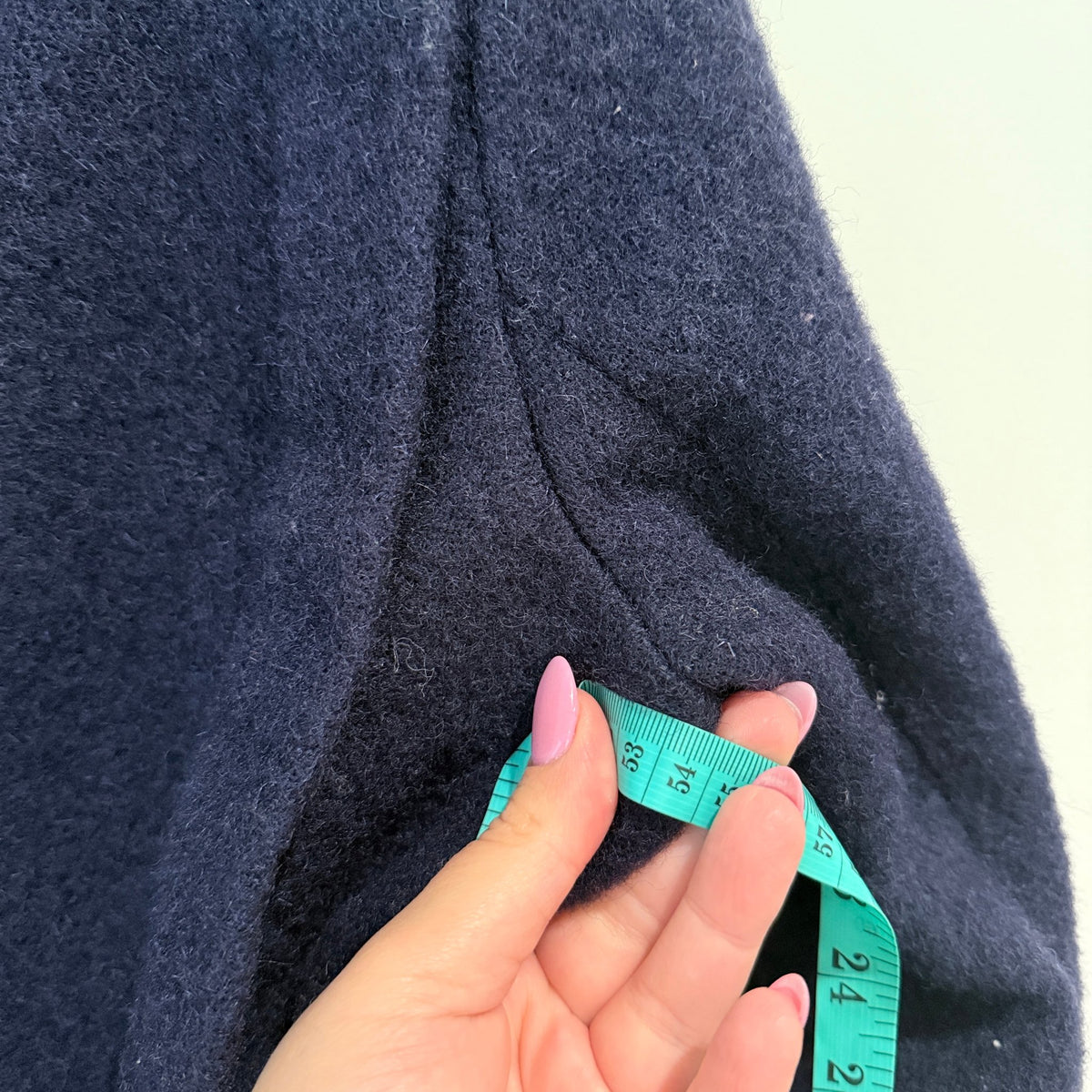 Navy Pure New Wool Open Front Coat Size U/Arm to U/Arm 55cm
