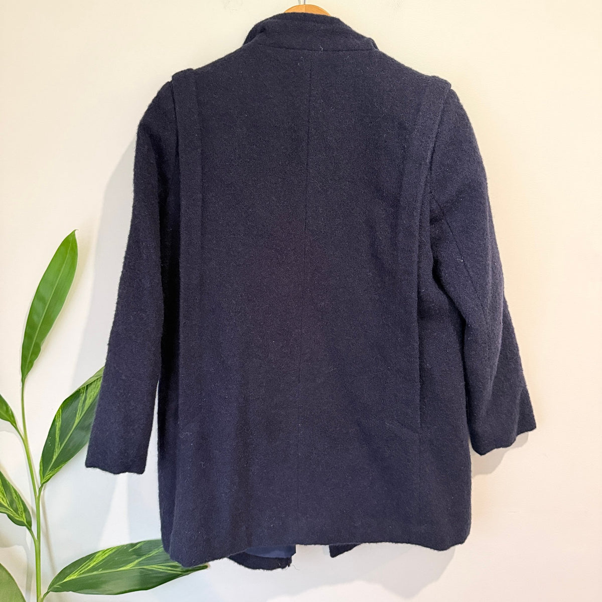 Navy Pure New Wool Open Front Coat Size U/Arm to U/Arm 55cm